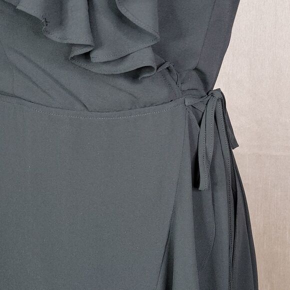 MISS AVENUE Black Plunging Neckline Ruffled Maxi‎ Dress Medium - Picture 3 of 12